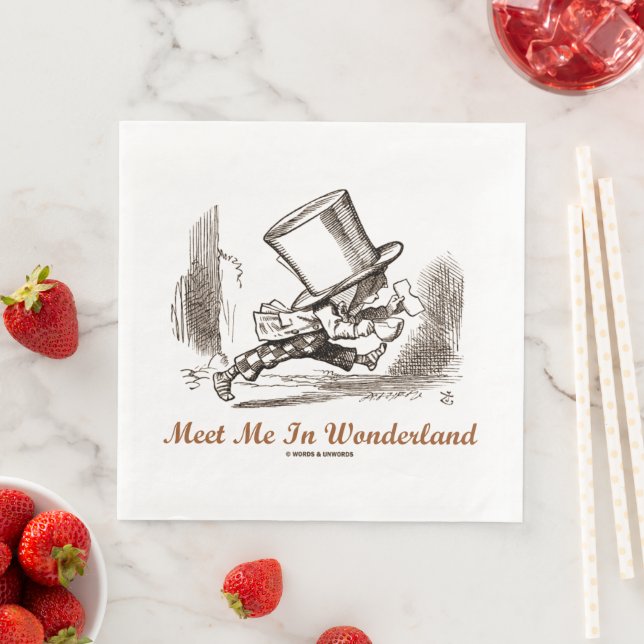 Meet Me In Wonderland Mad Hatter Running Paper Dinner Napkins (Insitu)