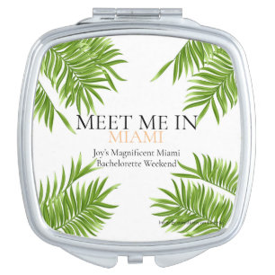 Meet Me Miami Bachelorette Party Vacation Favor Compact Mirror