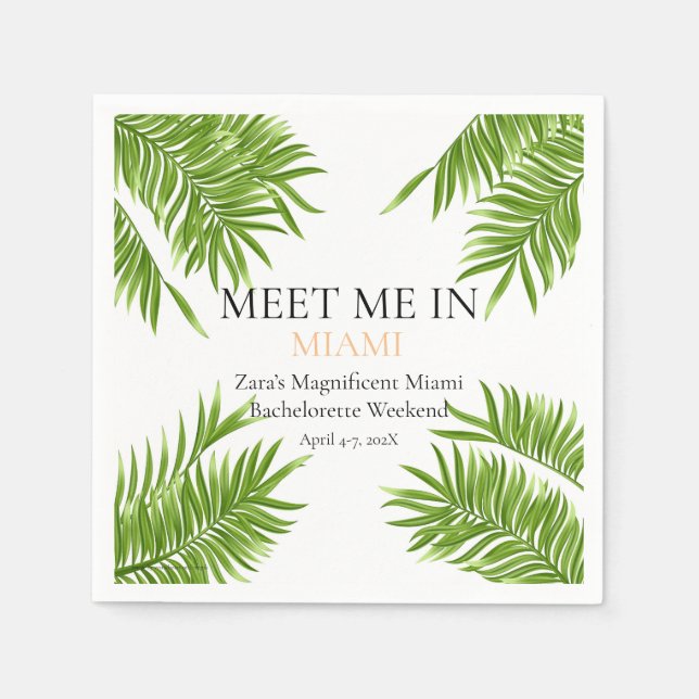 Meet Me Miami Bachelorette Party Vacay Favor Napkins (Front)