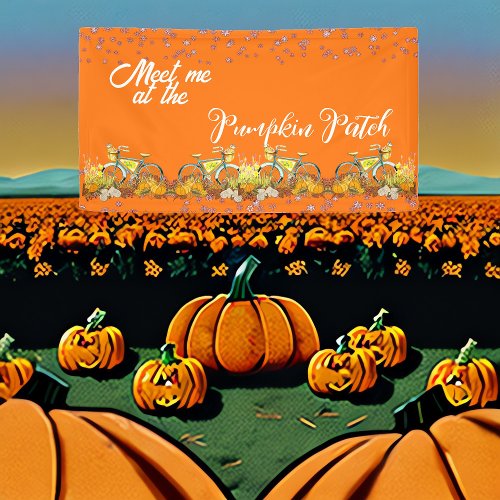 Meet Me Pumpkin Patch Fall Color Bicycle Farmhouse Banner