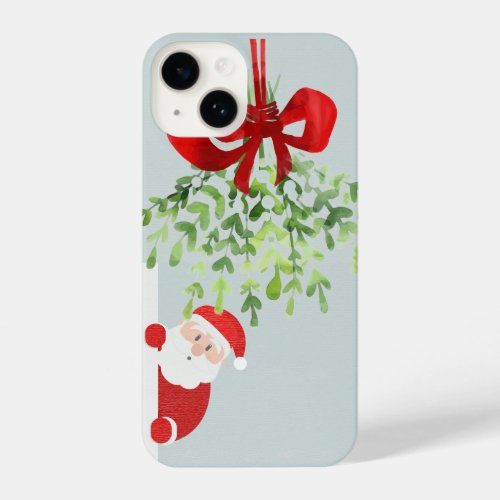 Meet Me Under Mistletoe Fun Christmas Santa Humor iPhone 14 Case