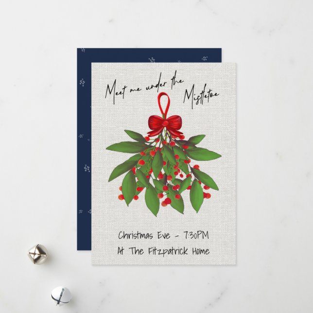 Meet Me Under the Mistletoe Christmas Invitation (Front/Back In Situ)