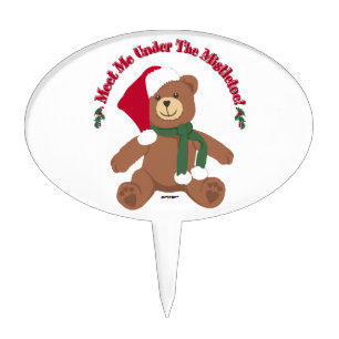 Meet Me Under The Mistletoe! Christmas Teddy Bear Cake Topper