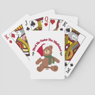Meet Me Under The Mistletoe! Christmas Teddy Bear Poker Cards