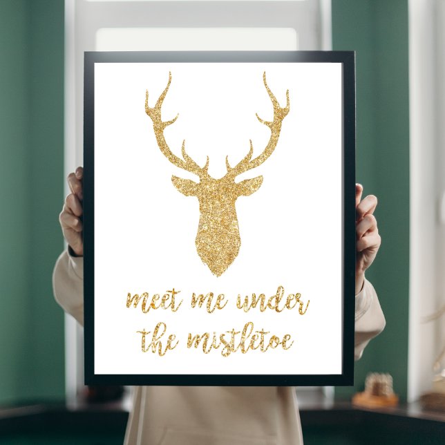 Meet me under the mistletoe - Gold Christmas Deer Poster (Creator Uploaded)