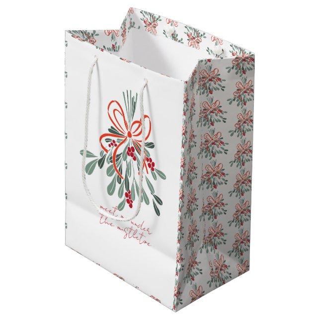 Meet Me Under the Mistletoe Medium Gift Bag (Front Angled)