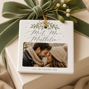 Meet Me Under the Mistletoe Personalized Couple Ceramic Ornament