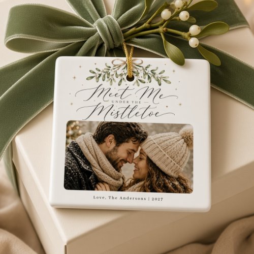 Meet Me Under the Mistletoe Personalized Couple  Ceramic Ornament