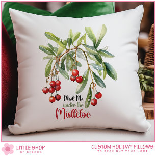 Meet Me Under the Mistletoe Throw Pillow