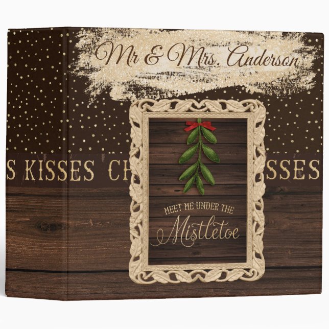 Meet Me Under The Mistletoe Wedding Album 3 Ring Binder (Front/Spine)