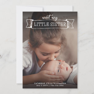 Meet my Little Sister Birth Announcement 2 Photo