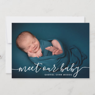 Meet Our Baby Photo Collage Modern Birth Announcement