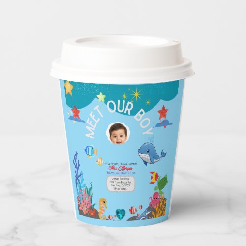 Meet Our Boy Baby Shower Invitation-Under the Sea Paper Cups