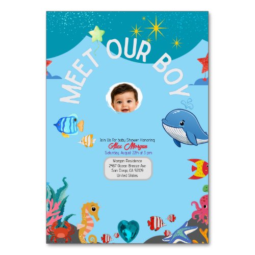 Meet Our Boy Baby Shower Invitation-Under the Sea Table Number
