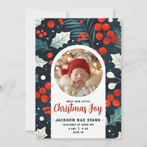 Meet Our Little Christmas Joy Photo Baby Birth Announcement