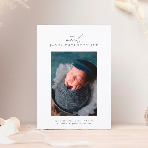 meet our new baby frame photo birth announcement