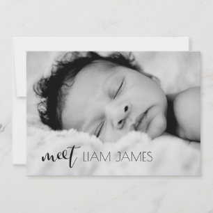 Meet Script Custom Photo Collage Baby Boy Birth Announcement