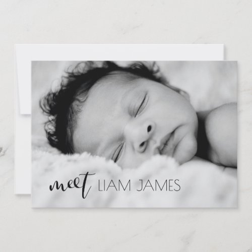 Meet Script Custom Photo Collage Baby Boy  Birth Announcement