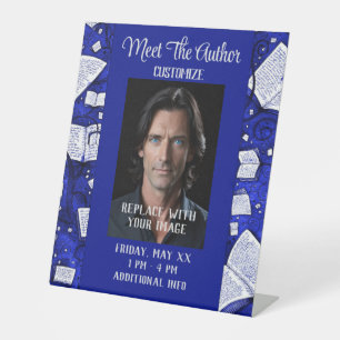 Meet The Author Blue Books Pedestal Sign