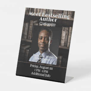 Meet The Author Bookshelf Background Pedestal Sign