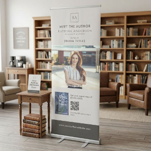 Meet the Author Event Custom Book Signing QR Code Retractable Banner