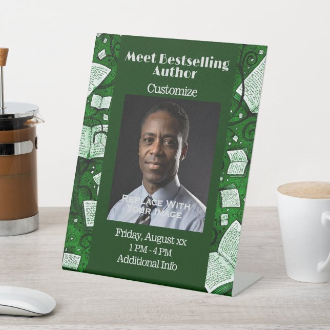 Meet The Author Green Books Pedestal Sign (In SItu)