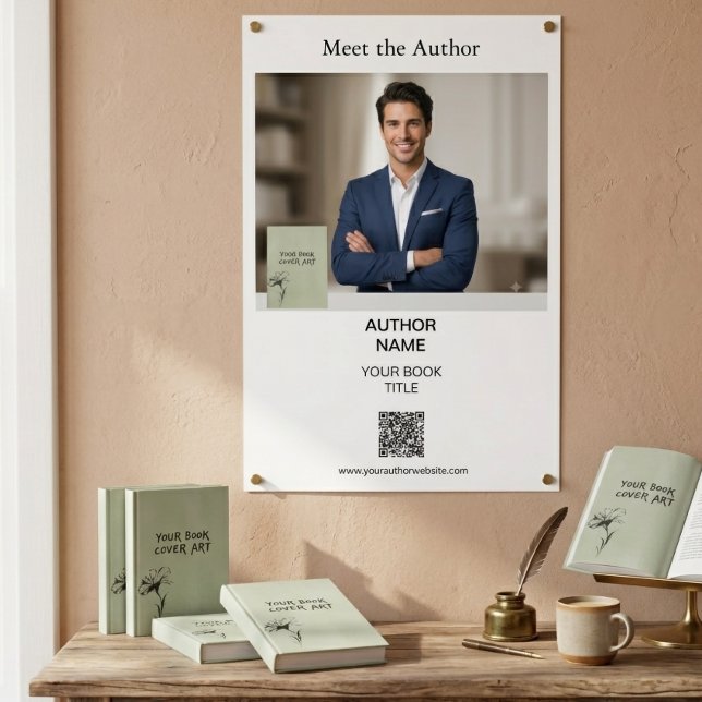 Meet The Author Photo Book Cover QR Code Poster (Creator Uploaded)