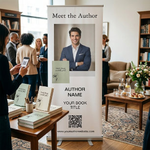 Meet The Author Photo Book Cover QR Code Retractab Retractable Banner