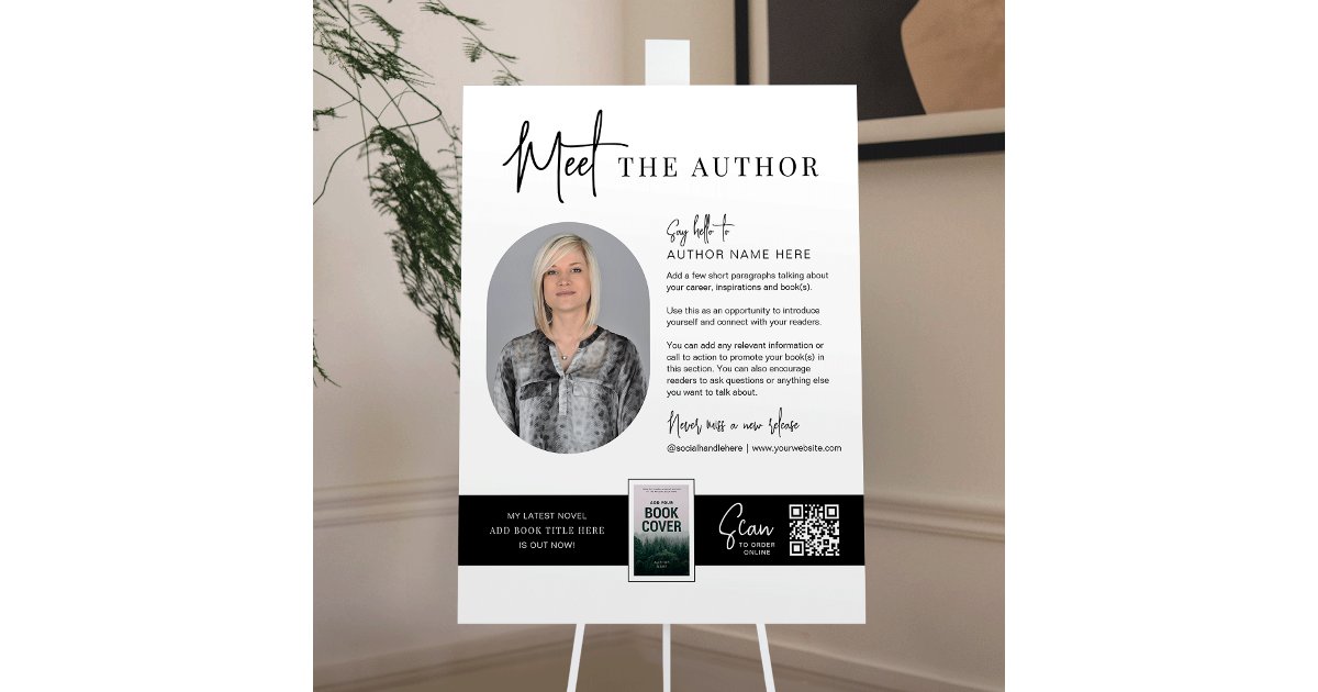 Meet The Author Photo Book Signing Event Sign | Zazzle