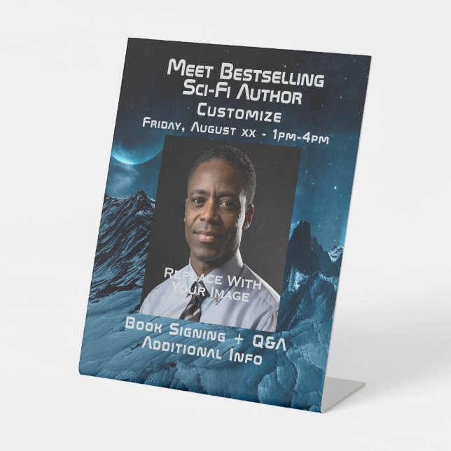 Meet The Author SciFi Theme Pedestal Sign (Front)