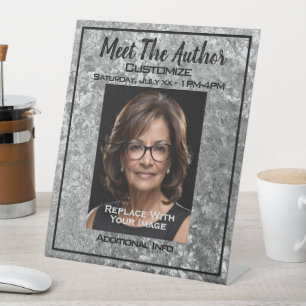 Meet The Author Silver Texture Pedestal Sign
