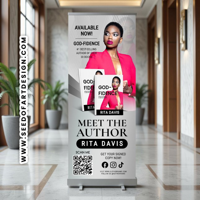  Meet The Author Stylish Black & Silver Book  Retractable Banner (Creator Uploaded)