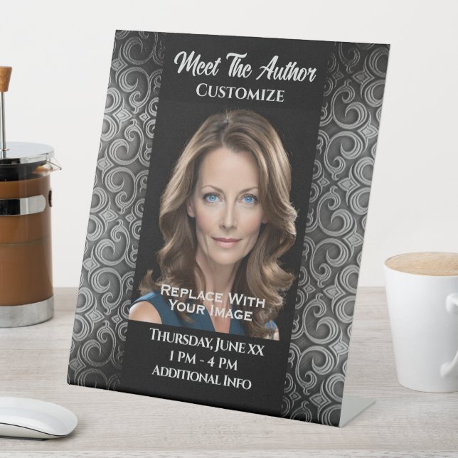 Meet The Author Textured Border Pedestal Sign (In SItu)