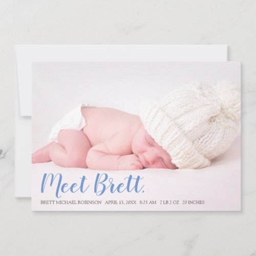 Meet the Baby Boy Birth Announcement