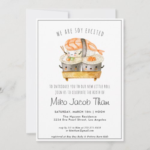 Meet the Baby  Sushi Baby Shower Party Invitation
