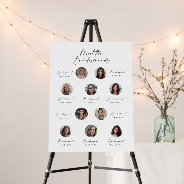 Meet the Bridesmaids Photo Display Sign 10 person (In Situ (Stand))