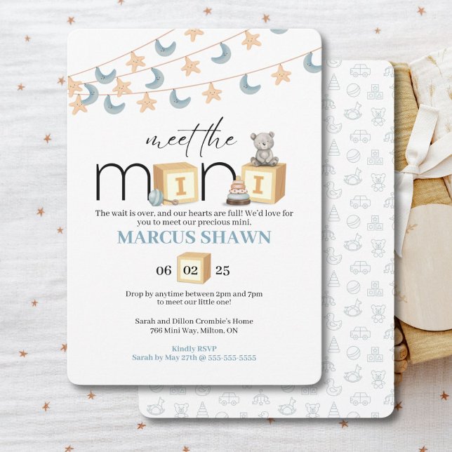 Meet The Mini Baby Welcome Invitation (Adorable invitation to introduce your new mini to the world.)