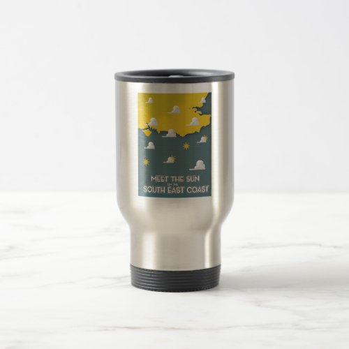 Meet the sun of the east coast vintage rail poster travel mug