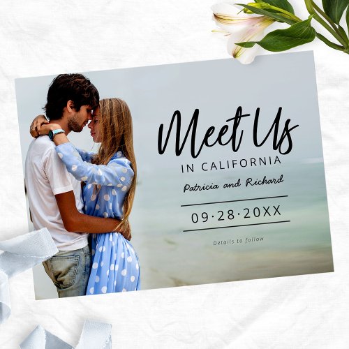 Meet Us In Destination Wedding Save The Date Photo Postcard