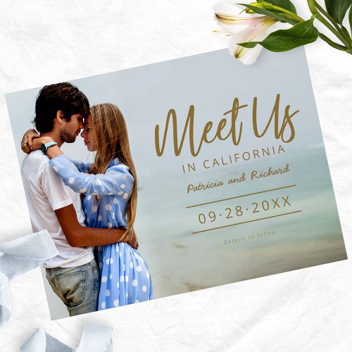 Meet Us In Destination Wedding Save The Date Photo Postcard