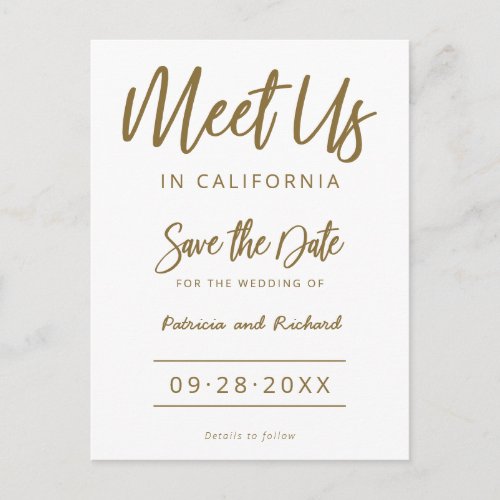 Meet Us In Destination Wedding Save The Date Postcard