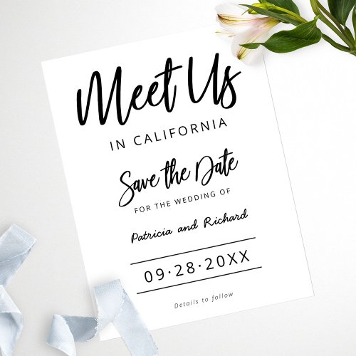 Meet Us In Destination Wedding Save The Date Postcard