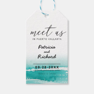 Meet Us In Destination Wedding Teal Save The Date Gift Tags
