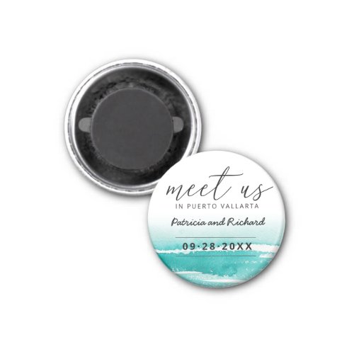 Meet Us In Destination Wedding Teal Save The Date Magnet