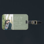 Meet Us In | Modern Photo Save the Date Luggage Tag<br><div class="desc">These minimal photo save the date luggage tags feature "meet us in", and the location of your wedding in a bold, retro typography. Trendy two toned look achieved with the lettering and background combination and can be changed to any color. Add your custom wording to this design by using the...</div>