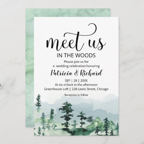 Meet Us In The Woods Outdoor Wedding Invitation