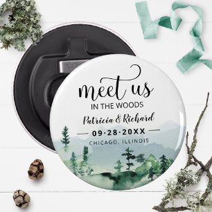 Meet Us In The Woods Outdoor Wedding Save The Date Bottle Opener