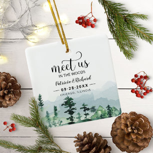Meet Us In The Woods Outdoor Wedding Save The Date Ceramic Ornament