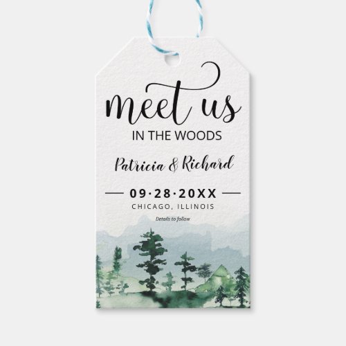 Meet Us In The Woods Outdoor Wedding Save The Date Gift Tags
