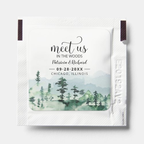 Meet Us In The Woods Outdoor Wedding Save The Date Hand Sanitizer Packet